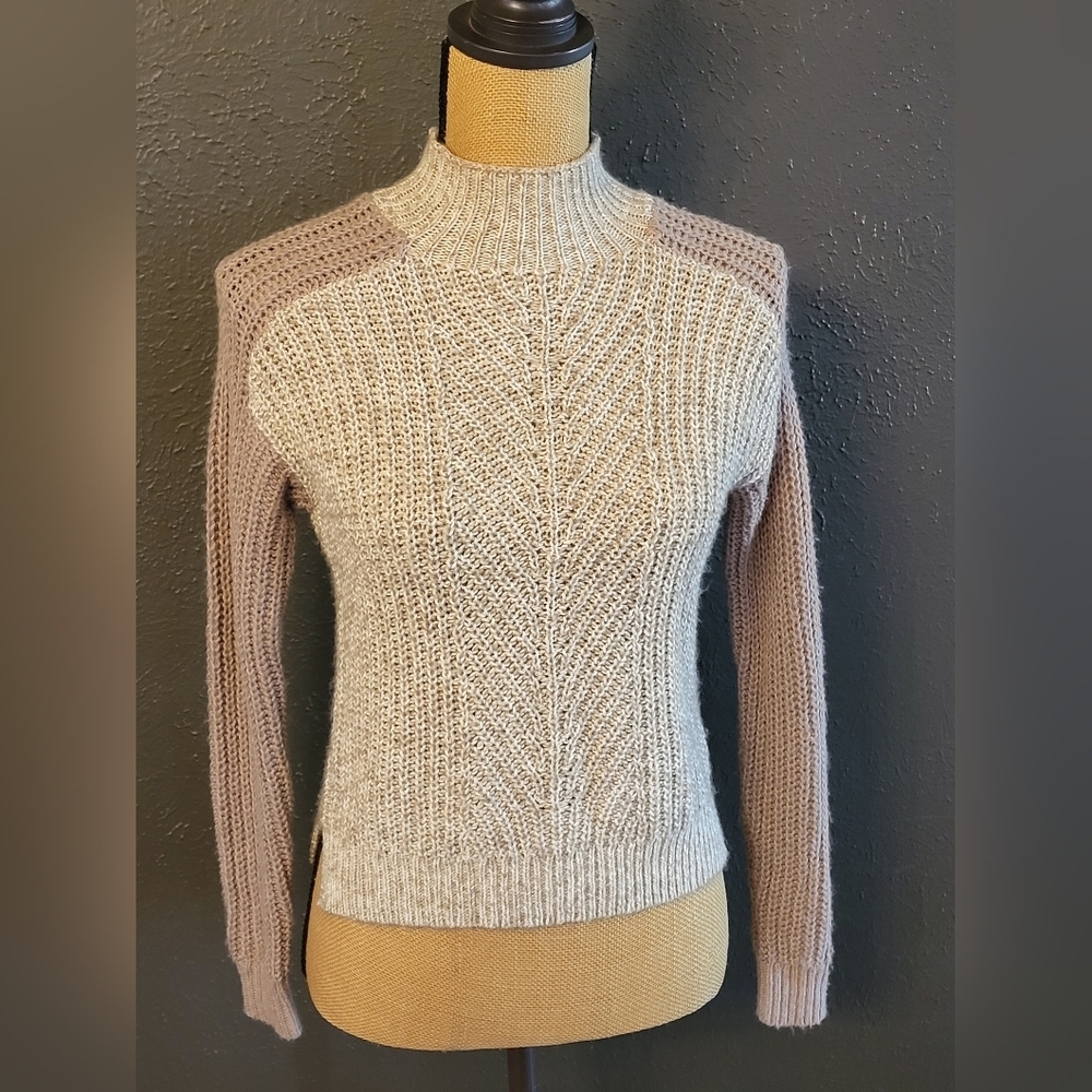 Banana Republic Kahki Cotton-blend Mock Neck Pullover Sweater XXS